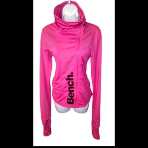 Bench pink cowl neck light weight ruched jacket